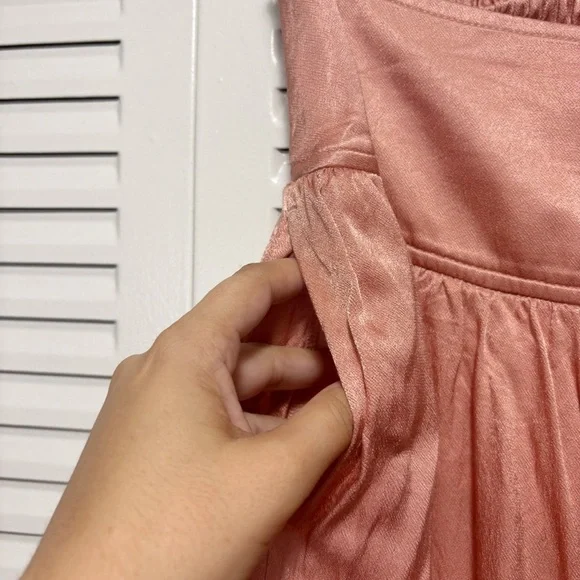 Anthropologie Womens Satin Peach Elastic Waist Balloon Harem Pants Size S - Picture 2 of 6